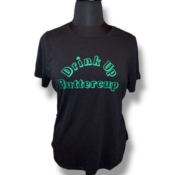 LANE BRYANT Drink Up Buttercup Graphic Tee - Black/Green Plus 18/20 - Picture 1 of 11